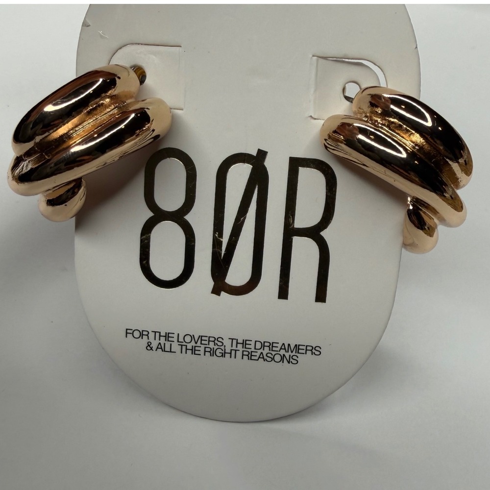 80R 8 Other Reasons Twisted Hoop Earrings Gold Tone Triple Band Women's OS NEW